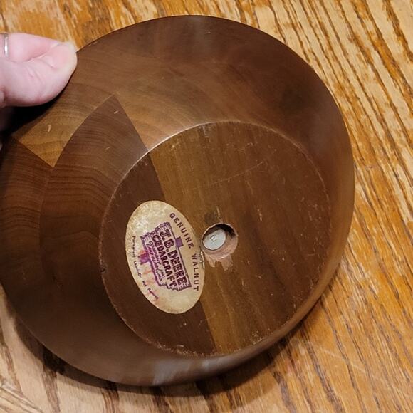 Vintage J B Deere Cedarcraft Walnut And Brass Serving Bown Nuts Catch All - Picture 7 of 7